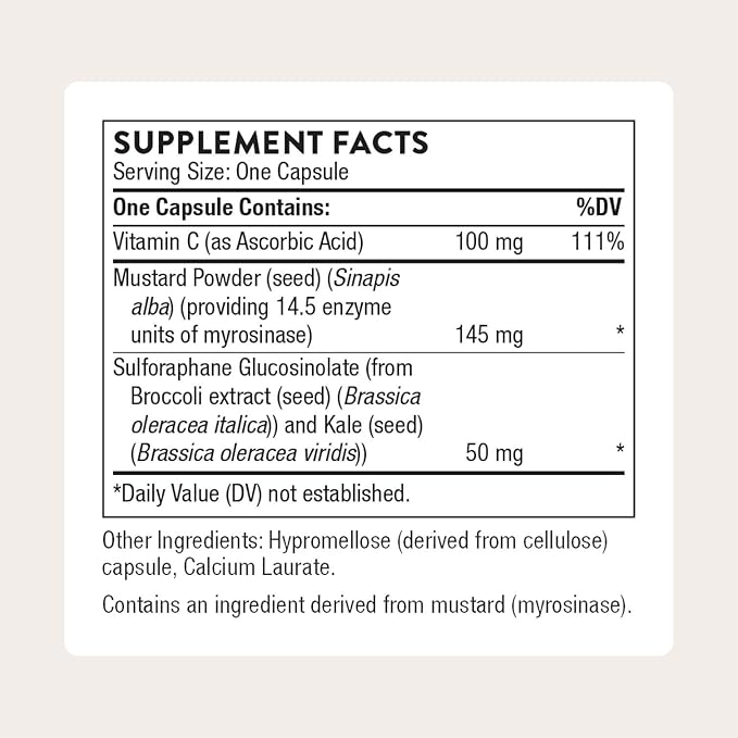 THORNE - Broccoli Seed Extract - Supports Liver Detox &amp Provides Antioxidant Support* - Sulforaphane Glucosinolate (SGS) Vitamin C &amp Mustard Powder Supplement - Third-Party Certified - 60 Cap