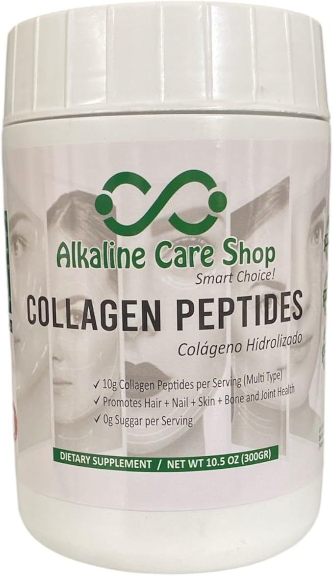 Alkaline Care |Hydrolyzed Collagen Peptides for Women &amp Men |Multi-Type Unflavored Collagen Powder Protein for Hair Bones Skin Nails &amp Joints | 10g Collagen Peptides per Serving | 10.5Oz (3