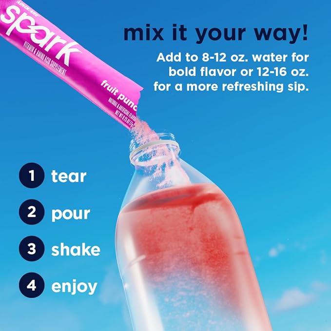 AdvoCare Spark - Energy Drink Mix - Vitamin &amp Amino Acid Supplement - Supports Energy &amp Focus* - Portable Immune Support* - Sugar-Free - Fruit Punch 14 Stick Packs (3.5 oz)