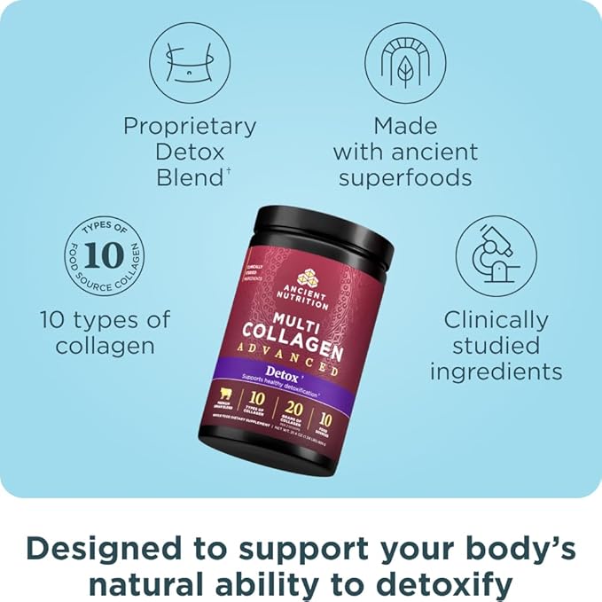 Ancient Nutrition Advanced Multi Collagen Protein Powder Cleanse &amp Detox Unflavored 36 Servings