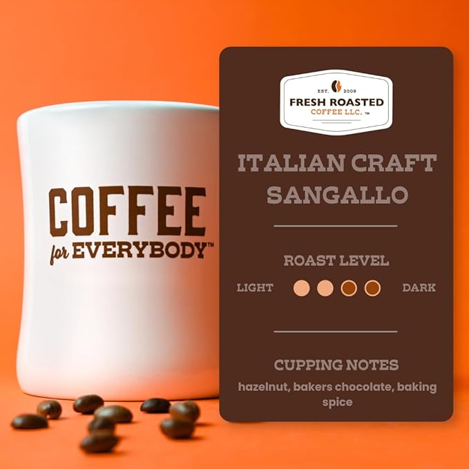 Fresh Roasted Coffee Sangallo Italian Craft Artisan Blend 2 lb (32 oz) Medium Roast Kosher Whole Bean