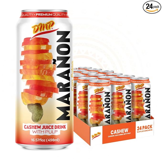 De Mi Pais Cashew Juice with Pulp Premium Quality Marañon Juice Content Refreshing Fruit Beverage Perfect for Groceries Canned Organic Juice Delicious Drinks Size 16.57 Fl Oz 24-Pack