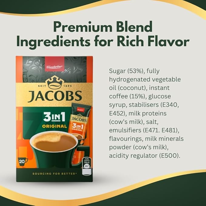 Jacobs 3 in 1 Instant Coffee Sticks 72 Count
