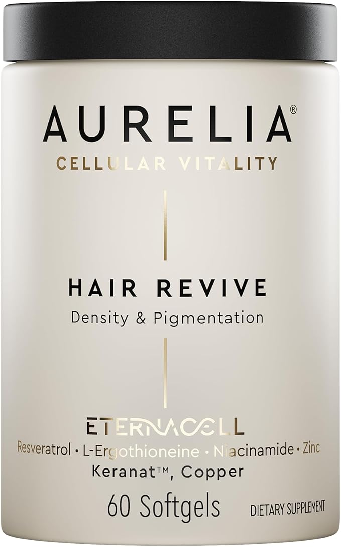 AURELIA Hair Revive | Advanced Cellular Anti-Aging Supplement | Support Hair Growth &amp Fuller Healthier Hair | with Zinc Resveratrol Niacinamide Ergothioneine Keranat &amp Cooper