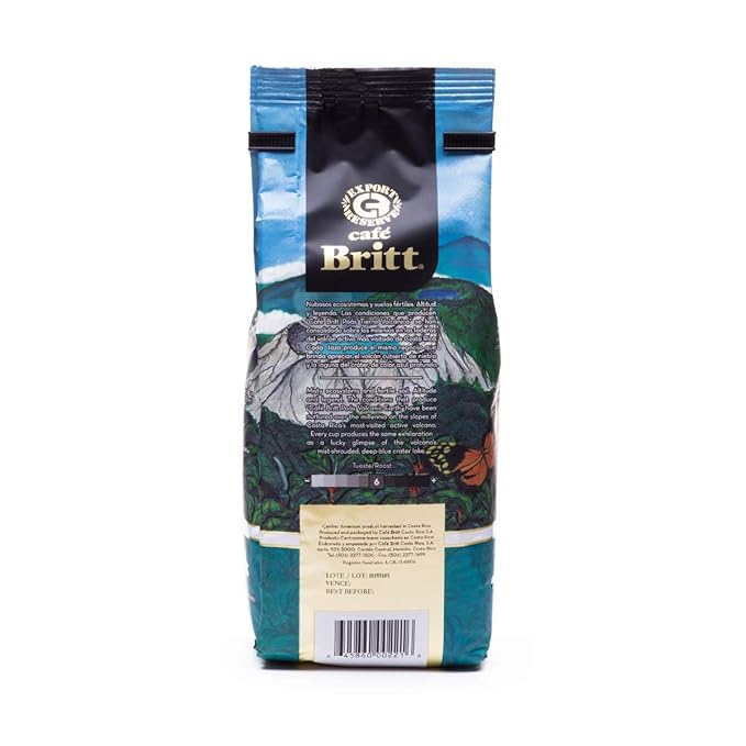 Café Britt® - Costa Rican Poas Tierra Volcanica Coffee (12 oz.) (3-Pack) - Whole Bean Arabica Coffee Kosher Gluten Free 100% Gourmet &amp Medium Light Roast