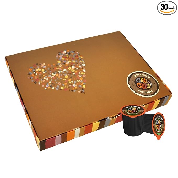 Crazy Cups Deluxe Holiday Decaf Flavored Coffee Gift Box Assorted Flavored Decaf Coffee for Keurig K-Cups Machines Medium Roast Coffee in Recyclable Pods 30 Count