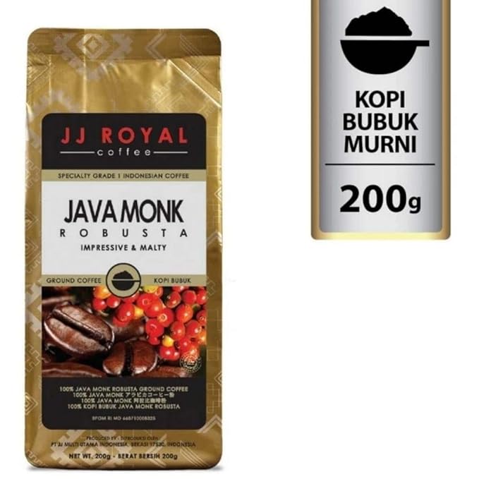 JJ Royal Coffee Java Monk Robusta 200g Ground Coffee (Pack of 4)