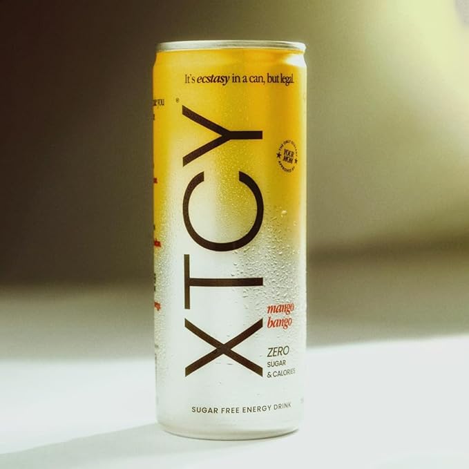 XTCY Mango Bango Euphoric Energy - 75mg Non-Extreme Caffeine Sugar Free Zero Calories (12 Pack)