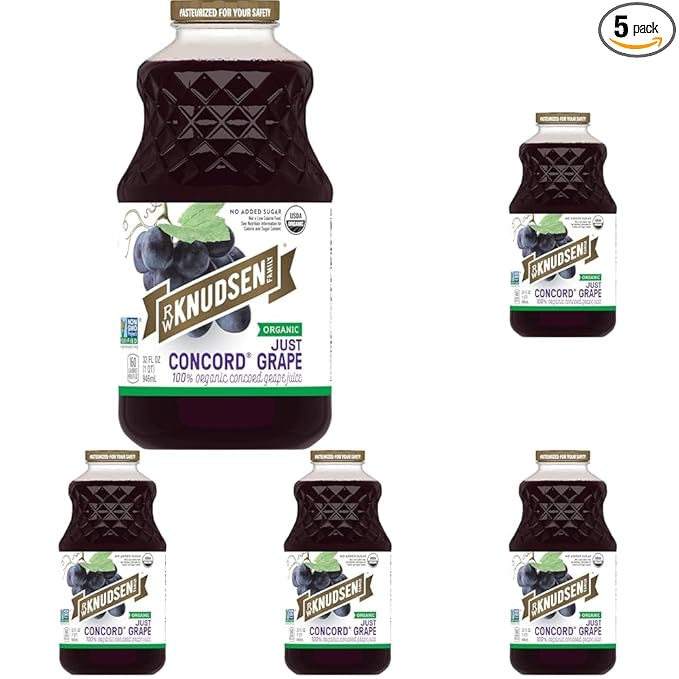 R.W. Knudsen Organic Just Concord Grape Juice 32 Ounces (Packaging May Vary) (Pack of 5)