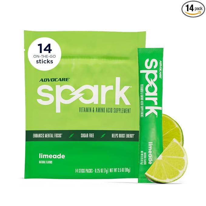 AdvoCare Spark - Energy Drink Mix - Vitamin &amp Amino Acid Supplement - Supports Energy &amp Focus* - Portable Immune Support* - Sugar-Free - Limeade 14 Stick Packs (3.5 oz)