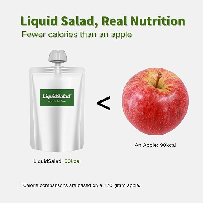 Liquid Salad 16 Fruits &amp Vegetables Juice Superfood Smoothie Pouches Assorted Ready-to-Eat Salad with dietary fiber &amp Prebiotic Wholesome Vegan Snack 7 Pouches