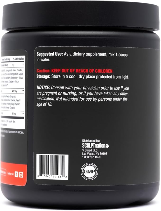 Sculpt Nation by V Shred Greens Strawberry - Premium Greens Powder &amp Superfood Blend with Collagen to Support Skin Digestion and Energy - 30-Day Supply
