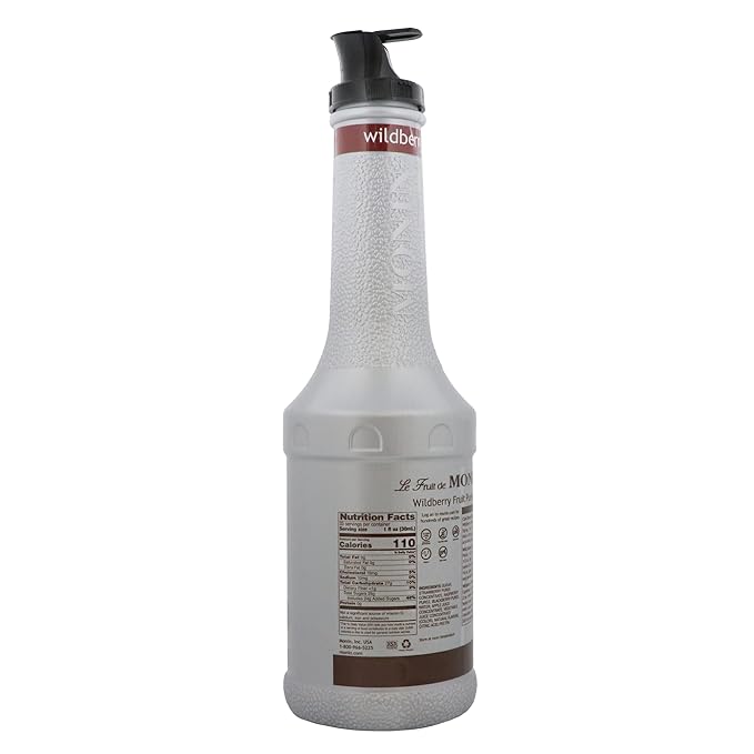 Monin - Wildberry Purée Rich Berry Flavor Great for Teas Sodas Cocktails &amp More Natural Flavors No Artificial Sweeteners or Ingredients Gluten-Free Vegan Non-GMO Clean Label (1 Liter)