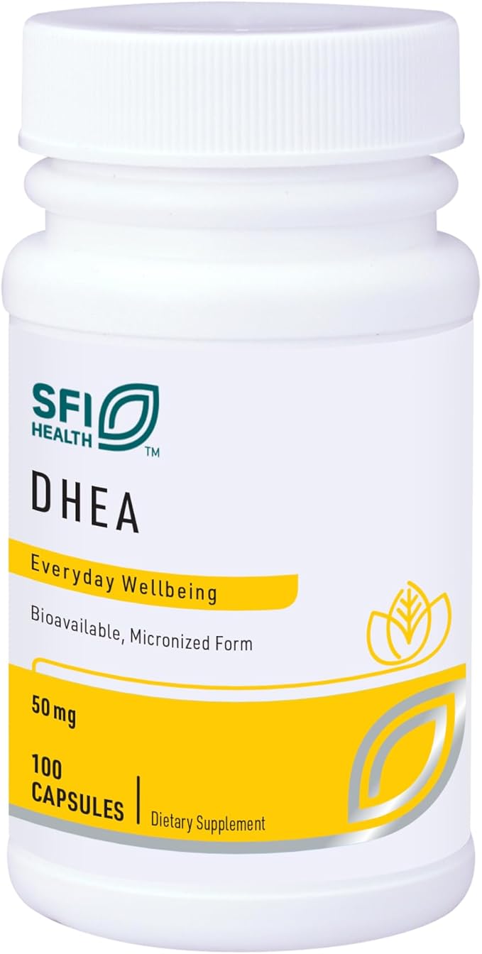 Klaire Labs SFI Health DHEA 50mg - Dehydroepiandrosterone Derived from Wild Yam - Micronized for Superior Absorption - Soy-Free Hypoallergenic Supplement for Men &amp Women (100 Capsules)