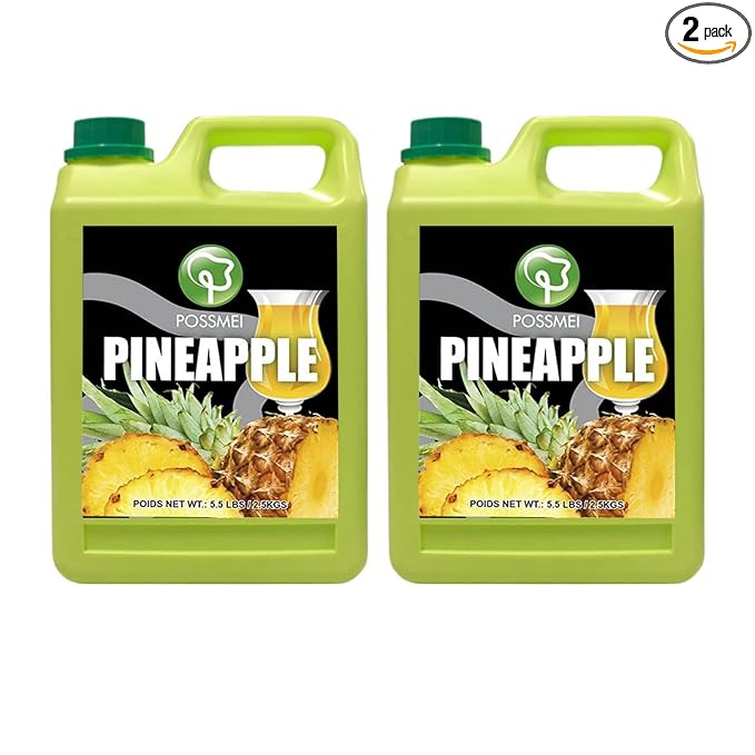 Possmei Pineapple Flavored Syrup 5.5 Pound Plastic Jar 2 Pack