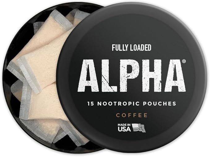 Fully Loaded Alpha Nootropic Pouches (Coffee) - 5 Cans - 15 Pouches per can - Effective Nootropic Delivery Nic Pouch Replacement - Faster Absorption Alpha GPC L-Tyrosine GABA