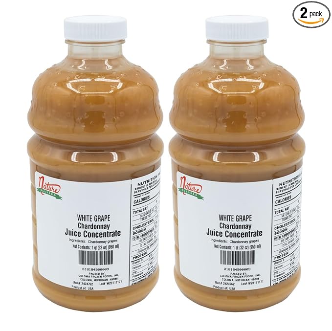 Nature Blessed 100% Chardonnay White Grape Fruit Juice Concentrate - 2 Quarts (2/32 fl oz bottles) Applications: Home Wine Making Home Brewing Distilling Ale Smoothies Making Jelly