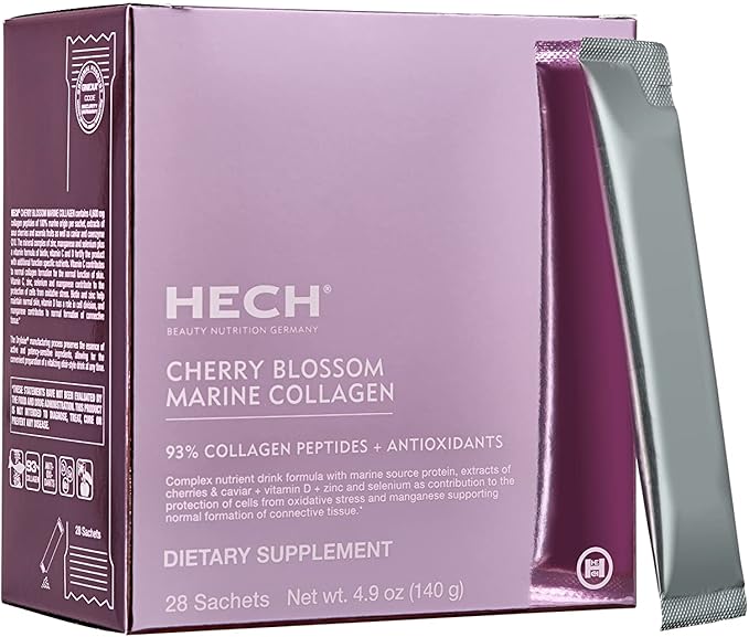 Cherry Blossom Marine Collagen - Drink Sachets for Youthful Glow with 4600 mg of Marine Collagen and an Antioxidant Matrix with Natural Plant Extracts