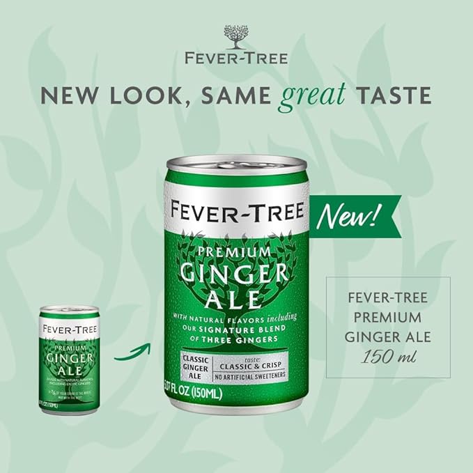 Ginger Ale - Premium Quality Mixer - Refreshing Beverage for Cocktails &amp Mocktails. Naturally Sourced Ingredients No Artificial Sweeteners or Colors - 150 ML Cans - Pack of 8