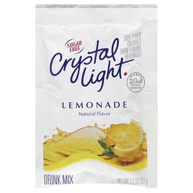 Crystal Light Lemonade Mix 12 Envelopes Per Case - Each Evelope Makes 2 Gallons