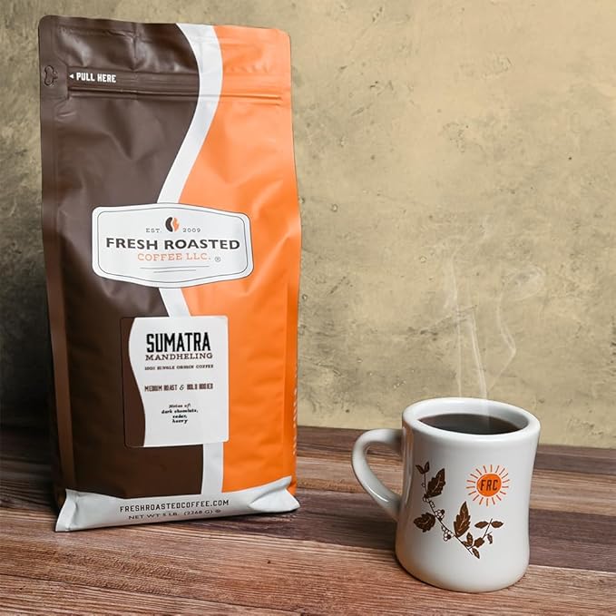 Fresh Roasted Coffee100% Sumatra Mandheling | 5 lb (80 oz) | Single Origin | Medium Roast | Kosher | Whole Bean