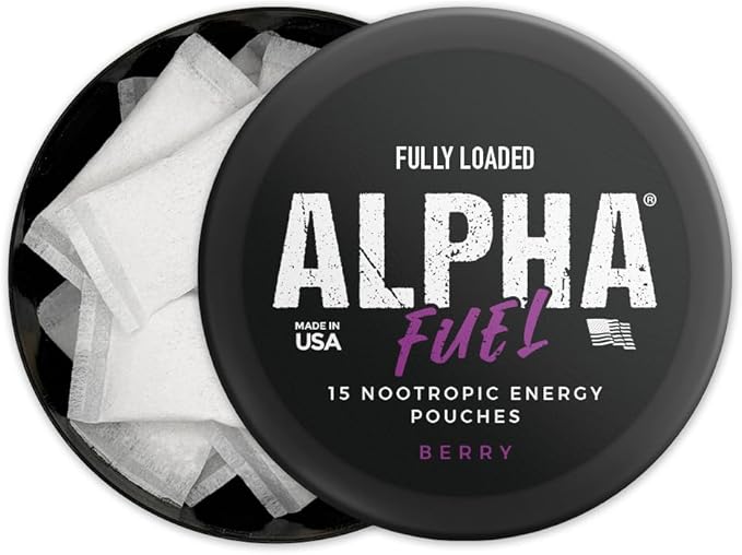 Fully Loaded Alpha Fuel Nootropic Pouches (Berry Fuel) - Nootropic Energy Pouches with Caffeine Alpha GPC Tyrosine Taurine Guarana and More