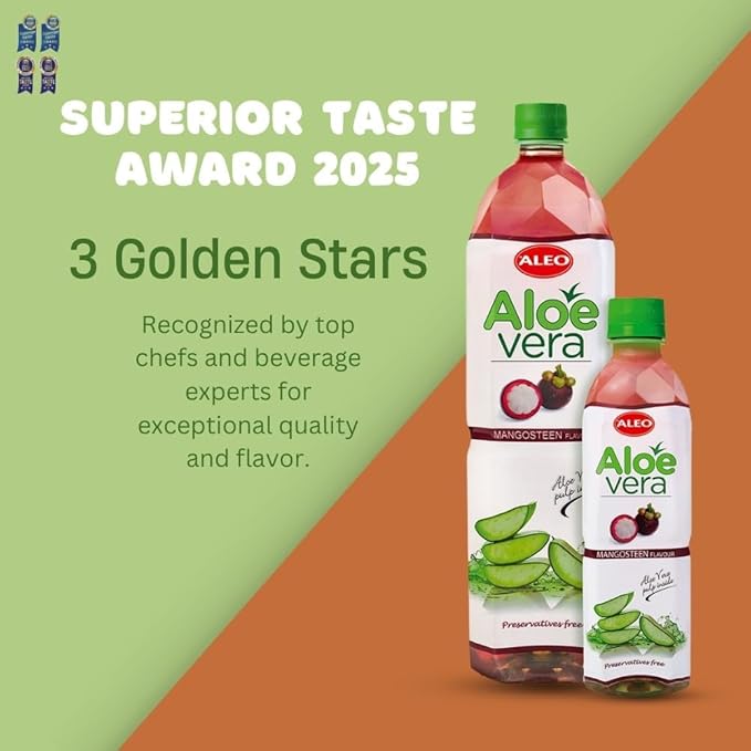ALEO 0.5L x 24 Premium Mangosteen Aloe Vera Drink - Natural No Preservatives No Artificial Colors Superior Taste Award 2025