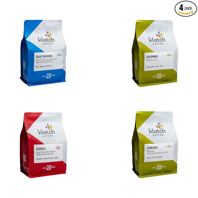 Bean Box Coffee Sampler - Roasted by Klatch 4-Pack Whole Bean Coffee Gourmet Coffee