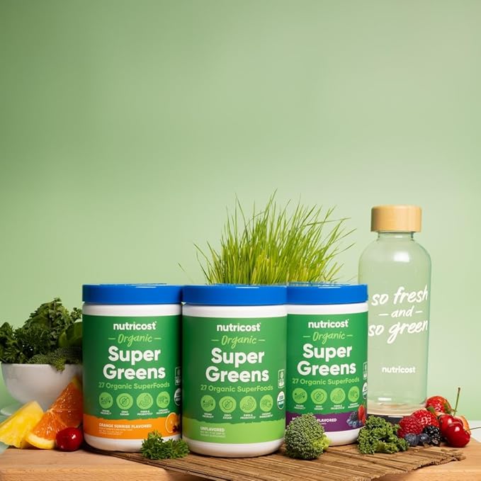 Nutricost Organic Super Greens Powder (30 Servings) - Superfood Supplement Drink Mix (30 Servings No Flavor Added)