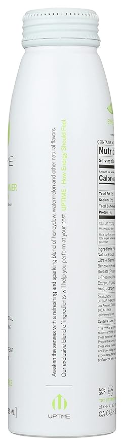 Uptime Sweet Summer Melon Energy Drink with Other Natural Flavors Natural Caffeine Sugar Free Gluten Free &amp Non-GMO 12 Fluid Ounce (Pack of 12)