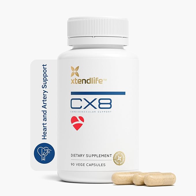 Xtendlife CX8 Heart Health Supplement for Cardiovascular Support Circulation and Arterial Health - with Vitamin K2 MK7 D3 Tocotrienols and Sea Buckthorn-30 Day Supply