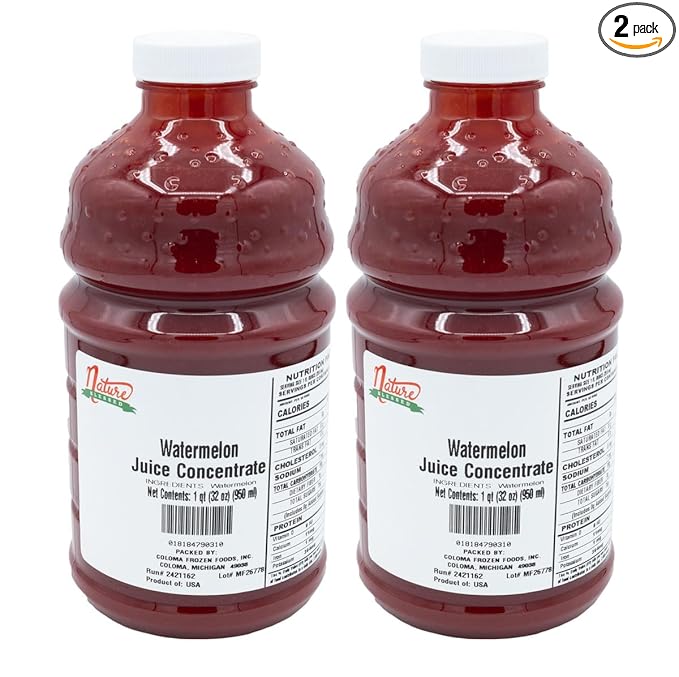 Nature Blessed 100% Pure Watermelon Fruit Juice Concentrate - 2 Quarts (2/32 fl oz bottles) Applications: Home Wine Making Brewing Distilling Hard Cider Smoothies