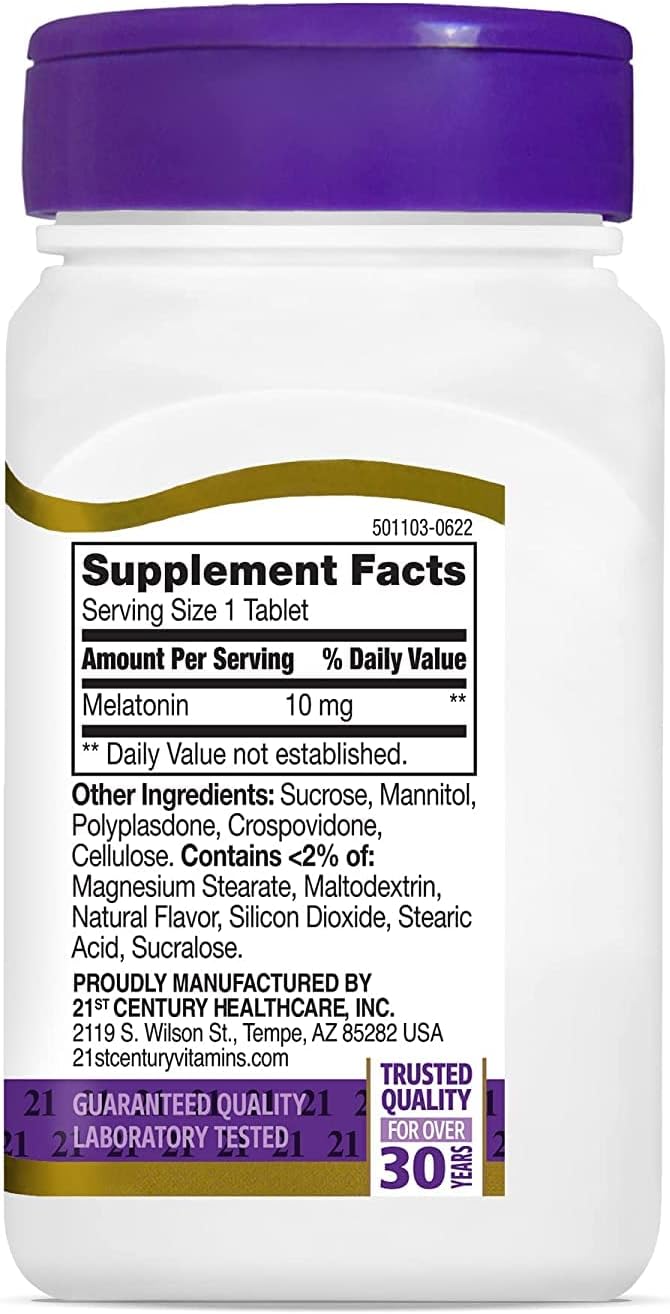 21st Century Melatonin Cherry Flavor 10 mg 120 Quick Dissolve Tablets - 2pc