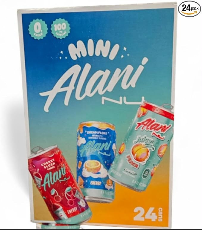 Alani Energy Mini Variety Pack 24 Cans 3 Flavors 8.4 Fl Oz Per Pack Flavors Include Cherry Slush Dream Float Juicy Peach