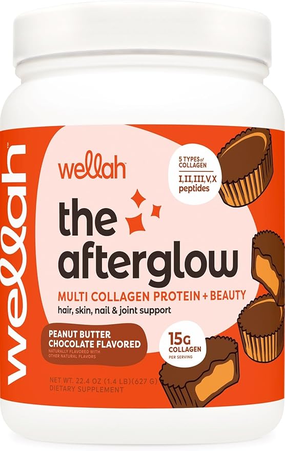 Wellah The Afterglow Multi Collagen Protein + Beauty (Peanut Butter Chocolate Flavored) 30 Servings