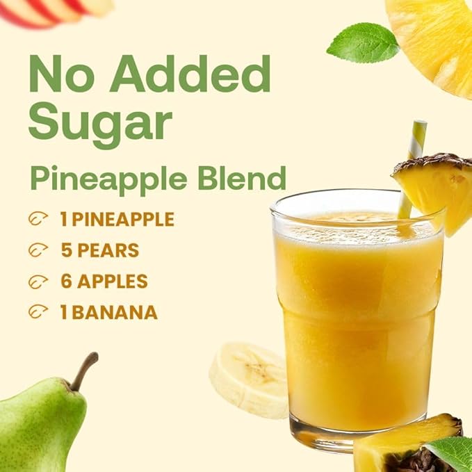 Dr. Smoothie 100% Crushed Pineapple Blend – No Added Sugar Made with Real Fruits/Fruit Juice – Vegan No Artificial Colors or Flavors – Tropical Pineapple Banana Hint of Coconut – 46 oz Bottle