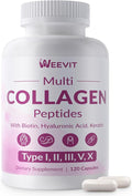 Collagen Peptides for Women Hydrolyzed Collagen Capsules - Type I II III V X - 1500mg Multi Collagen with Biotin Hyaluronic Acid Keratin Vitamin C