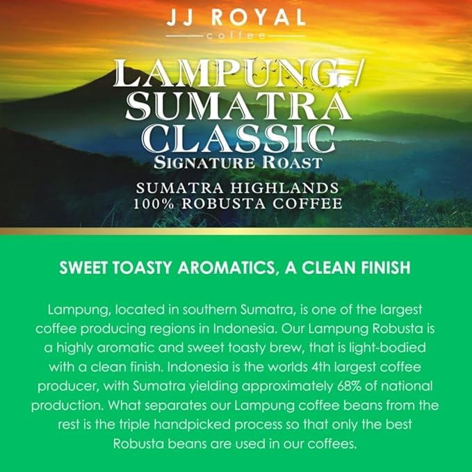 JJ Royal Coffee Lampung Robusta 200g Ground Coffee (Pack of 2)