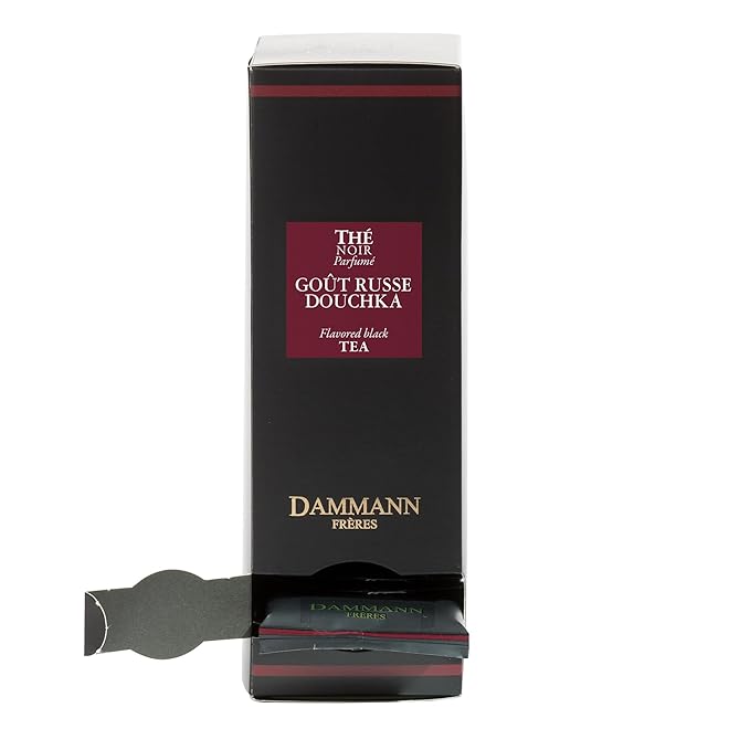 Dammann Freres Satchets Gout Russe Douchka Tea Bags Premium Gorumet French Black Tea Blend Bergamot Lemon Orange Flavors Individually Wrapped 24 Count (Single Pack)