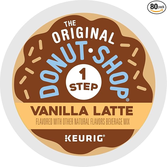 The Original Donut Shop Vanilla Latte Single-Serve Keurig K-Cups Flavored Coffee. Delightfully creamy. Deliciously dreamy. A Satisfyingly Sweet reward filled with Vibrant Vanilla Flavor!