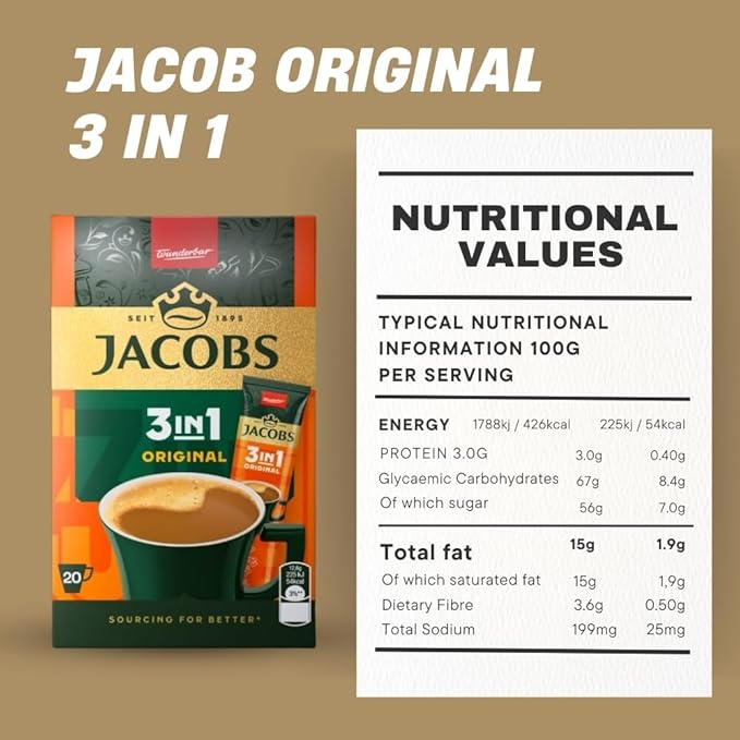 Jacobs 3 in 1 Instant Coffee Sticks 72 Count