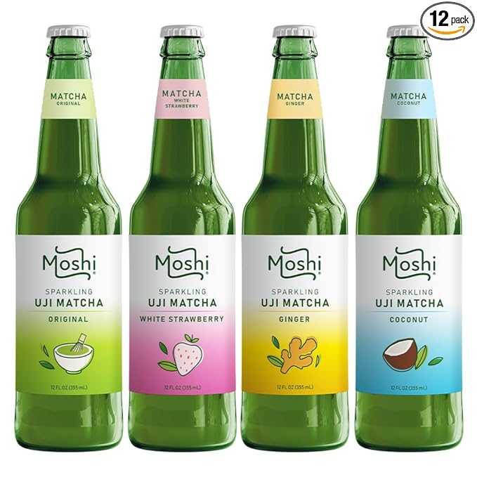 Moshi Sparkling Drinks - Uji Matcha Variety Pack (12 Bottles)