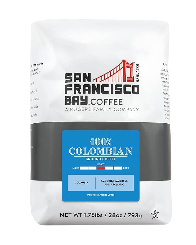 San Francisco Bay Coffee 100% Colombian 28 oz Bag Ground Medium Roast (Packaging May Vary)
