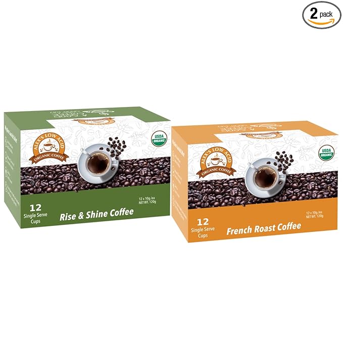 Alex's Low Acid Organic Coffee Caffeine Fiend Single-Serve Pods Variety Pack