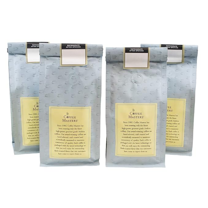 Coffee Masters Ground Coffee Sampler Jamaican Me Crazy Chocolate Raspberry Dark Chocolate Decadence Almond Amaretto 48 Ounce