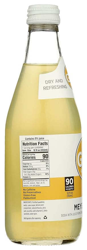GuS - Grown-up Soda Dry Meyer Lemon 12 Fluid Ounce (Pack of 12)