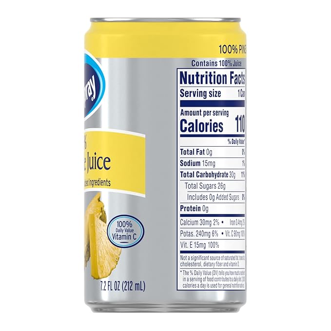 Ocean Spray 100% Pineapple Juice 7.2 oz Cans (Pack of 24)