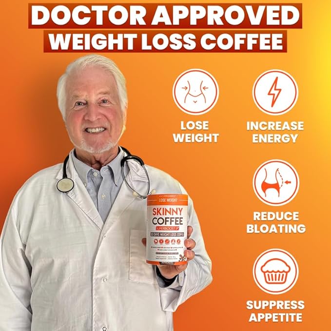 Skinny Coffee Super Boost Weight Loss Coffee Belly Fat Burner for Women &amp Men Sugar-Free Keto Vegan Reduces Bloating Supports Energy &amp Metabolism Appetite &amp Cravings Control (90 Servi