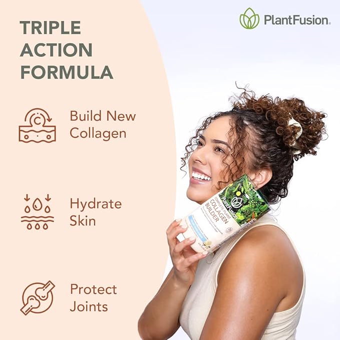 PlantFusion Vegan Collagen Powder - Plant Based Collagen Protein Powder For Muscle &amp Joints Hair Skin &amp Nails - Keto Gluten Free Soy Free Non-Dairy No Sugar Non-GMO - Chocolate 11.43 oz