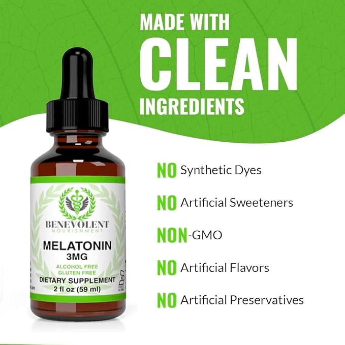 Liquid Melatonin for Kids and Adults 3mg &amp Liquid Chlorophyll Bundle - Natural Sleep Aid Drops Berry Vanilla Flavor Made in USA - Sleep Support &amp Skin Support